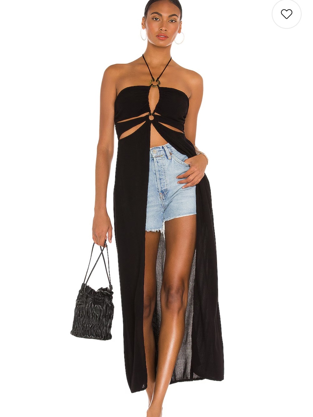 Tularosa Black Asymmetrical Cutout Halter Maxi Dress